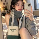 에르메스 말 자카드 양면 캐시미어 머플러