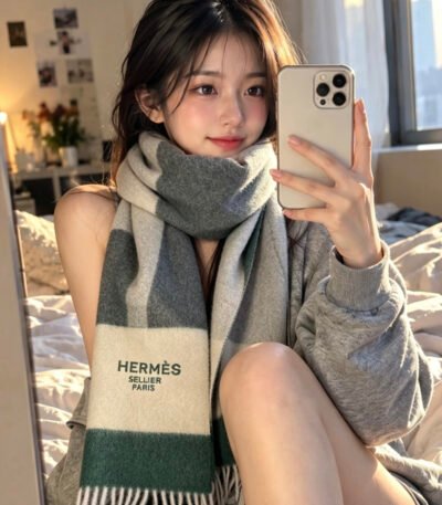에르메스 말 자카드 양면 캐시미어 머플러