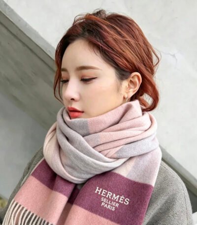 에르메스 말 자카드 양면 캐시미어 머플러