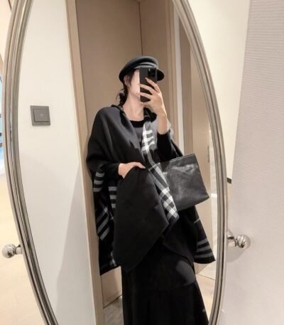 버버리 겨울 후드 체크 망토