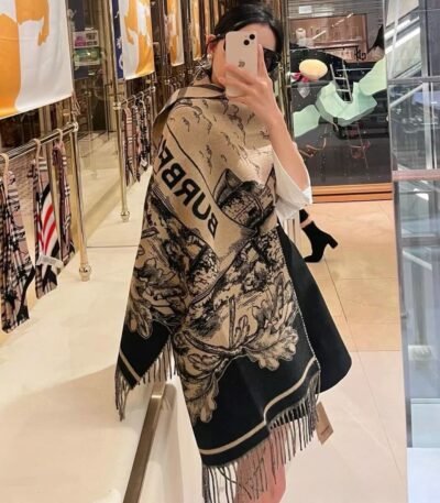 기사 전마 양면 자카드 케이프 망토