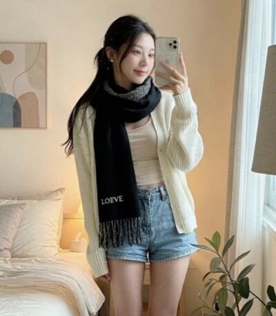 로에베 애너그램 양면 울 캐시미어 머플러