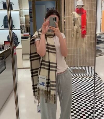 버버리 양면 캐시미어 머플러
