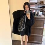 샤넬 25C 진주 패턴 양면 자카드 스카프
